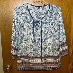 Zac & Rachel Lace-Up Blouse Size L